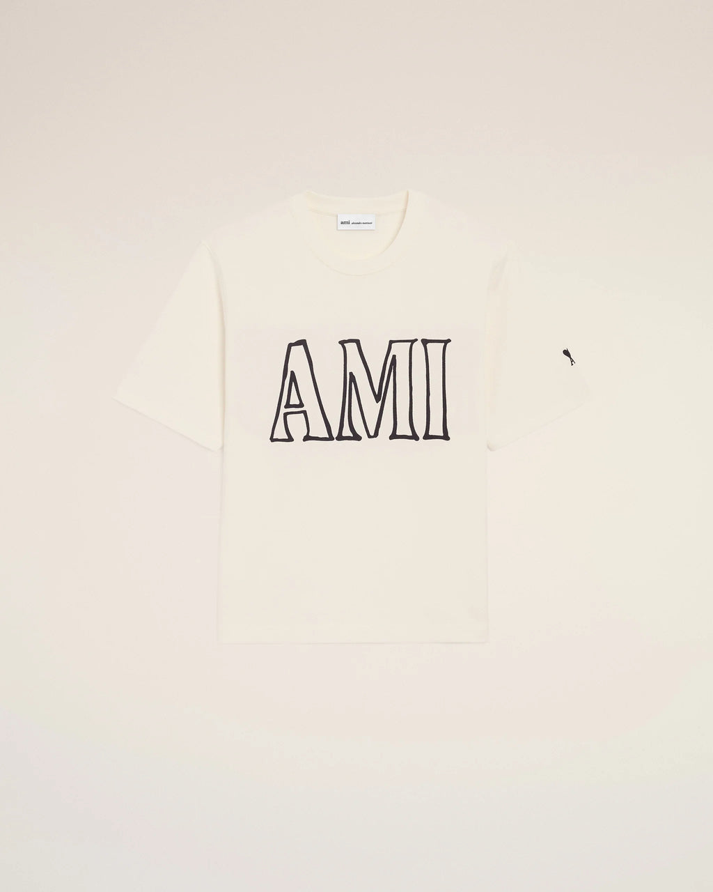 T-shirt Blanc Imprimé Ami Paris en Coton