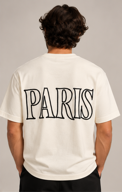 T-shirt AMI écru - vue arrière portée