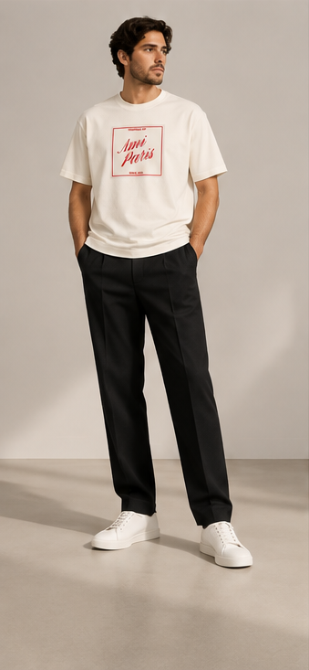 T-shirt AMI Paris 220 € - vue portée en pied