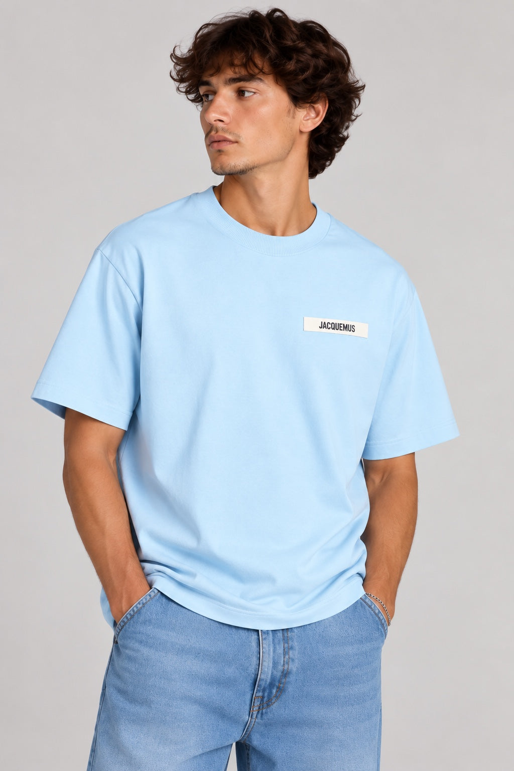 T-shirt Jacquemus Gros Grain bleu clair vue de face